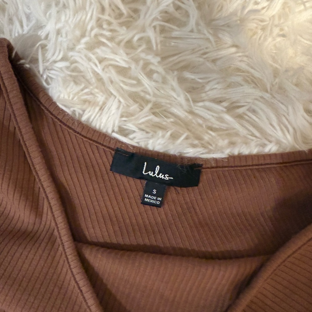 Lulus Brown Ribbed Two-Piece - Picture 6 of 7
